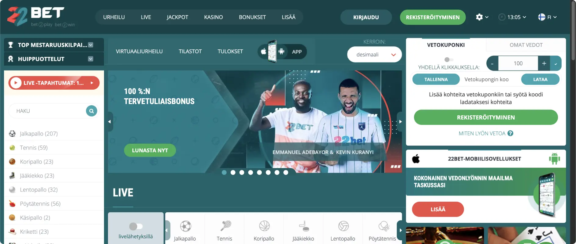 22Bet-vedonlyönnin Tarjoukset